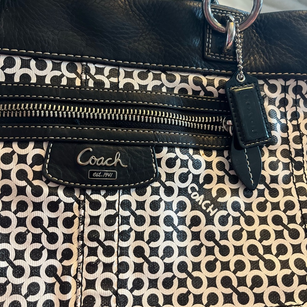 Black and white Coach bag